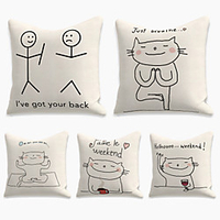 Cushion Cover 5PCS Linen Soft Decorative Square Throw Pillow Cover Cushion Case Pillowcasefor Sofa Bedroom 45 x 45 cm (18 x 18 Inch) Superior Quality Mashine Washable