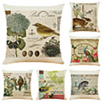 Cushion Cover 6PC Linen Soft Decorative Square Throw Pillow Cover Cushion Case Pillowcase for Sofa Bedroom 45 x 45 cm (18 x 18 Inch) Superior Quality Mashine Washable