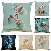 Cushion Cover 6PC Linen Soft Decorative Square Throw Pillow Cover Cushion Case Pillowcase for Sofa Bedroom 45 x 45 cm (18 x 18 Inch) Superior Quality Mashine Washable