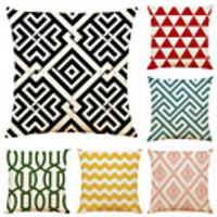 Cushion Cover 6PC Linen Soft Decorative Square Throw Pillow Cover Cushion Case Pillowcase for Sofa Bedroom 45 x 45 cm (18 x 18 Inch) Superior Quality Mashine Washable