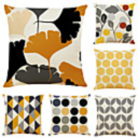Cushion Cover 6PC Linen Soft Decorative Square Throw Pillow Cover Cushion Case Pillowcase for Sofa Bedroom 45 x 45 cm (18 x 18 Inch) Superior Quality Mashine Washable