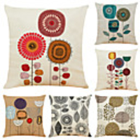 Cushion Cover 6PC Linen Soft Decorative Square Throw Pillow Cover Cushion Case Pillowcase for Sofa Bedroom 45 x 45 cm (18 x 18 Inch) Superior Quality Mashine Washable