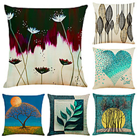 Cushion Cover 6PCS Linen Decorative Square Throw Pillow Cover Cushion Case Pillowcase for Sofa Bedroom 45 x 45 cm (18 x 18 Inch) Superior Quality Machine Washable