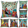 Cushion Cover 6PCS Linen Soft Decorative Square Throw Pillow Cover Cushion Case Pillowcase for Sofa Bedroom 45 x 45 cm (18 x 18 Inch) Superior Quality Mashine Washable Colorful Houses Pattern miniinthebox