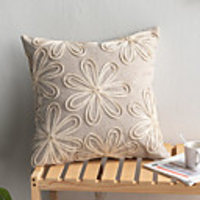 Cushion Cover Cotton Embroidered Craftsmanship Fresh Soft Decorative Square Throw Pillow Cover Cushion Case Pillowcase for Sofa Bedroom 45 x 45 cm (18 x 18 Inch) Superior Quality Mashine Washable