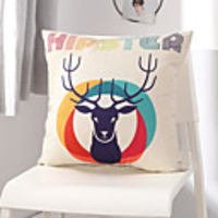 Cushion Cover Fashion Lovely Deer Northern Europe Style Cotton Linen Pillow Case Cover Living Room Bedroom Sofa Cushion Cover Modern Sample Room