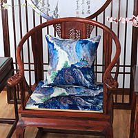 Cushion Cover New Chinese Style linen Blended Retro Landscape Pillow Case Cover Living Room Bedroom Sofa Cushion Cover Modern Sample Room Cushion Cover