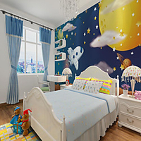 Custom Self Adhesive 3d Wallpaper Mural Airplane Children Cartoon Style Suitable For Bedroom Children