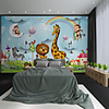 Custom Self Adhesive Mural Cartoon Animal Giraffe Suitable for Background Wall Coffee Shop Hotel Wall Decoration Art Home Decoration