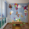 Custom Self Adhesive Mural Wallpaper Balloon Spaceship Children Cartoon Style Suitable For Bedroom Children