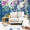 Custom Self-adhesive Mural Wallpaper Blue Background Flowers Suitable For Bedroom Living Room Cafe Children