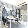 Custom Self-adhesive Mural Wallpaper Blue Gray Leaves Suitable For Bedroom Living Room Coffee Shop Restaurant Hotel Wall Decoration Art Room Wallcovering