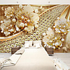 Custom Self Adhesive Mural Wallpaper Gold Flower Art Suitable For Bedroom Living Room Coffee Shop Restaurant Hotel Wall Decoration Art Landscape Home Decoration Modern