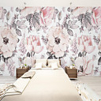 Custom Self-adhesive Mural Wallpaper Ink And Beautiful Flowers Suitable For Bedroom Living Room Coffee Shop Restaurant Hotel Children