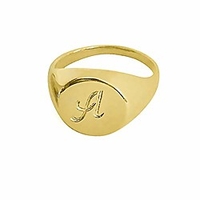 customized signet ring custom monogram letter ring fashion jewelry (gold)