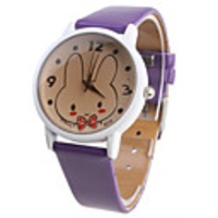 Cut Rabbit Pattern Gril Women Watch Purple Watchband 9378