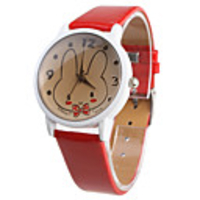 Cut Rabbit Pattern Gril Women Watch Red Watchband 9378