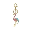 cute animal keychain cartoon flamingo pet key ring crystal handbag decoration charm purse bag pendent car holder clothing accessories for women girl gift (silver-pink)