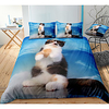 Cute Cat Print 3-Piece Duvet Cover Set Hotel Bedding Sets Comforter Cover with Soft Lightweight Microfiber,  Include 1 Duvet Cover,  2 Pillowcases for Double/Queen/King(1 Pillowcase for Twin/Single)