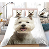 Cute Dog Print 3-Piece Duvet Cover Set Hotel Bedding Sets Comforter Cover with Soft Lightweight Microfiber,  Include 1 Duvet Cover,  2 Pillowcases for Double/Queen/King(1 Pillowcase for Twin/Single)