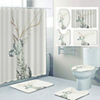 Cute Fawn Pattern PrintingBathroom Shower Curtain Leisure Toilet Four-Piece Design