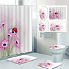 Cute Flowers Pattern PrintingBathroom Shower Curtain Leisure Toilet Four-Piece Design