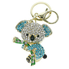 cute lovely koala bear animal diamond crystal rhinestone gold crystal keychain charm pendent beautiful accessories the best gift for girl women purse handbag bag keyrings (blue)