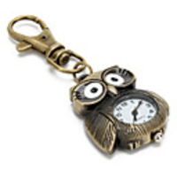 Cute Owl of Unisex Alloy Analog Quartz Keychain Watch (Bronze)