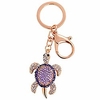 cute sea turtle crystal rhinestone keychain key chain sparkling key ring charm purse pendant handbag bag decoration holiday gift (purple)