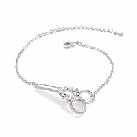 cute silver scissors bracelet. adjustable scissors shape link bracelet, charm chain bracelet for women hairdresser seamstress gift (silver)