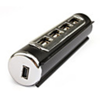 Cylinder Shape Hi-Speed 4-Port USB 2.0 Hub (Black)