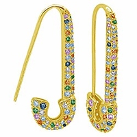 cz safety pin cartilage huggie hoop earrings for women girls dainty cubic zirconia dangle drop hypoallergenic stud post pave crystal fashion hoops jewelry gold plated (bohemian)