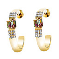 Czech Stone Inlaid Arc Alloy Earrings (Assorted Colors)