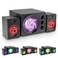 D-209 Wooden/ABS Audio Desktop Computer Speakers Bluetooth Stereo Seven-colors Light Subwoofer Bass Mini USB PC Speaker