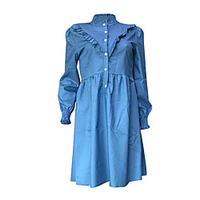 d006 new product aliexpress amazon european and american denim dress full-breasted fungus dress in stock miniinthebox