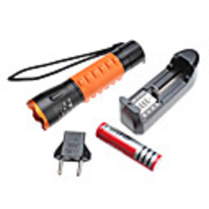 D11 Focus Adjustable Zoom 3-Mode Cree Q5 LED Flashlight Set (3W,  200LM,  1x18650,  3xAAA)
