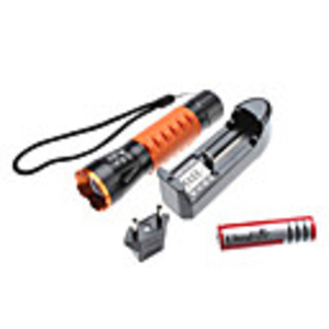 D11 Focus Adjustable Zoom 3-Mode Cree Q5 LED Flashlight Set (3W,  200LM,  3xAAA,  1x18650)