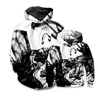 Dad and Son Hoodie Optical Illusion Sports Outdoor Print Black Long Sleeve Active Matching Outfits miniinthebox
