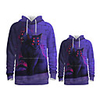 Daddy and Me Active Cat Graphic 3D Print Animal Print Long Sleeve Regular Hoodie Sweatshirt Purple