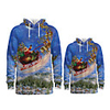 Daddy and Me Active Santa Claus Graphic 3D Print Animal Print Long Sleeve Regular Hoodie Sweatshirt Blue