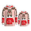 Daddy and Me Active Santa Claus Graphic 3D Print Animal Print Long Sleeve Regular Hoodie Sweatshirt Blushing Pink