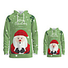 Daddy and Me Active Santa Claus Graphic 3D Print Animal Print Long Sleeve Regular Hoodie Sweatshirt Green