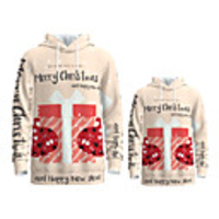 Daddy and Me Active Santa Claus Graphic 3D Print Animal Print Long Sleeve Regular Hoodie Sweatshirt Khaki