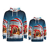 Daddy and Me Active Santa Claus Graphic 3D Print Animal Print Long Sleeve Regular Hoodie Sweatshirt Navy Blue