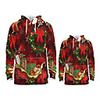 Daddy and Me Active Santa Claus Graphic 3D Print Animal Print Long Sleeve Regular Hoodie Sweatshirt Red
