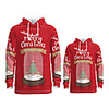 Daddy and Me Active Santa Claus Graphic 3D Print Animal Print Long Sleeve Regular Hoodie Sweatshirt Red