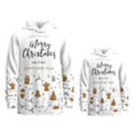 Daddy and Me Active Santa Claus Graphic 3D Print Animal Print Long Sleeve Regular Hoodie Sweatshirt White