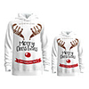 Daddy and Me Active Santa Claus Graphic 3D Print Animal Print Long Sleeve Regular Hoodie Sweatshirt White
