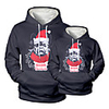 Daddy and Me Active Santa Claus Graphic 3D Print Print Long Sleeve Regular Hoodie Sweatshirt Black