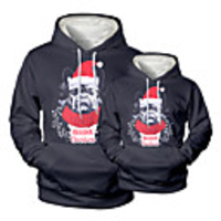 Daddy and Me Active Santa Claus Graphic 3D Print Print Long Sleeve Regular Hoodie Sweatshirt Black
